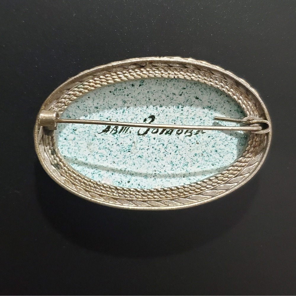 OOAK Artisan Landscape‎ Brooch Signed 2x1.5" inches One-of-a-kind Vintage - Picture 7 of 8